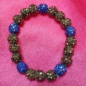 Blue Gray Sparkle Bling Bracelet, Stretchy! New!
